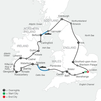 tourhub | Globus | Highlights of Britain & Ireland | Tour Map