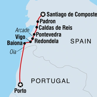 tourhub | Intrepid Travel | Portuguese Camino | Tour Map