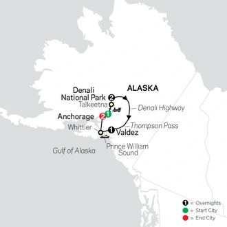 tourhub | Cosmos | Grand Alaskan Adventure | Tour Map