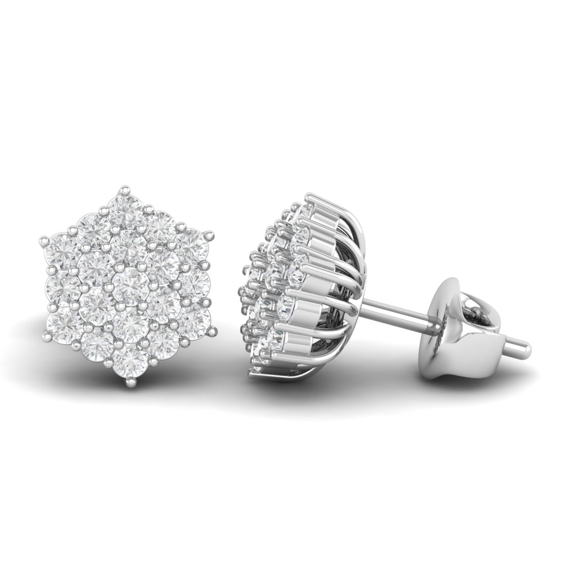 3 Gorgeous Diamond Cluster Earrings in White Gold || Galaxy Diamond Earring|| white gold