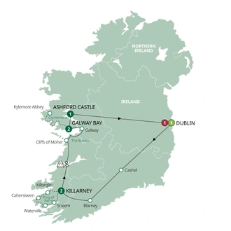 tourhub | Brendan Vacations | Irish Elegance - Classic Group | Tour Map