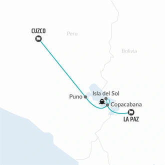 tourhub | Bamba Travel | Lake Titicaca & Isla del Sol Explorer 4D/3N (La Paz to Cuzco) | Tour Map