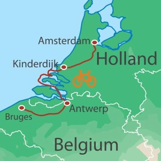 tourhub | UTracks | Bruges to Amsterdam Bike & Barge - Comfort | Tour Map