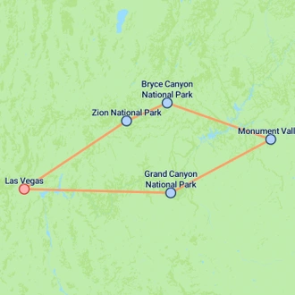 tourhub | On The Go Tours | Southwest National Parks Express (Camping) - 3 days | Tour Map