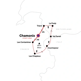 tourhub | G Adventures | Trekking Mont Blanc | Tour Map