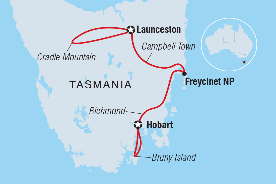 tourhub | Intrepid Travel | Premium Tasmania | Tour Map