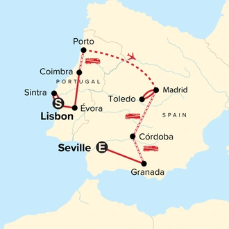 tourhub | G Adventures | Iconic Portugal & Spain | Tour Map
