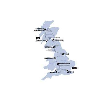 tourhub | Contiki | England & Scotland | Classic | End London | Summer | 2025 | Tour Map