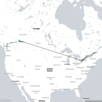 tourhub | Omega Tours | Canadian Contrasts | Tour Map