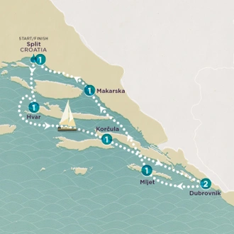 tourhub | Topdeck | Sail & Swim: Croatia (Moja Maja) 2025 | Tour Map