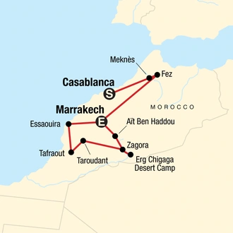 tourhub | G Adventures | Morocco: Sahara & Beyond | Tour Map