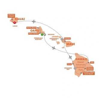 tourhub | Trafalgar | Hawaii Four Island Adventure First Class | Tour Map