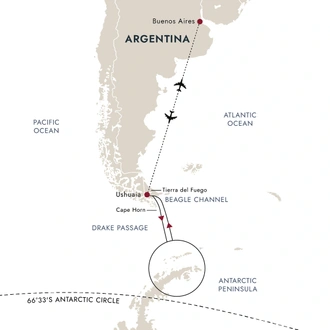 tourhub | HX Hurtigruten Expeditions | Highlights of Antarctica | Tour Map