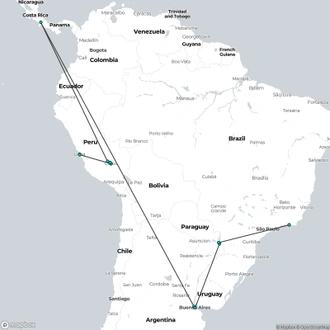 tourhub | Wanderful Holidays | Wonders of the Southern Continent Tour | Tour Map