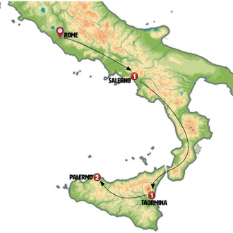 tourhub | Europamundo | Beautiful Campania and Sicily | Tour Map