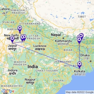 tourhub | UncleSam Holidays | North East with Golden Triangle Tour | Tour Map