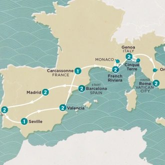 tourhub | Topdeck | Get Social: Southern Europe Highlights 2024 | Tour Map