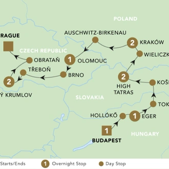 tourhub | Back-Roads Touring | Explore Eastern Europe 2024 | Tour Map