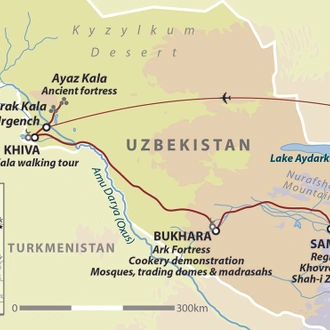 tourhub | Wild Frontiers | Uzbekistan: Winter In The Land of Silk Road Treasures (New Year Departure) | Tour Map