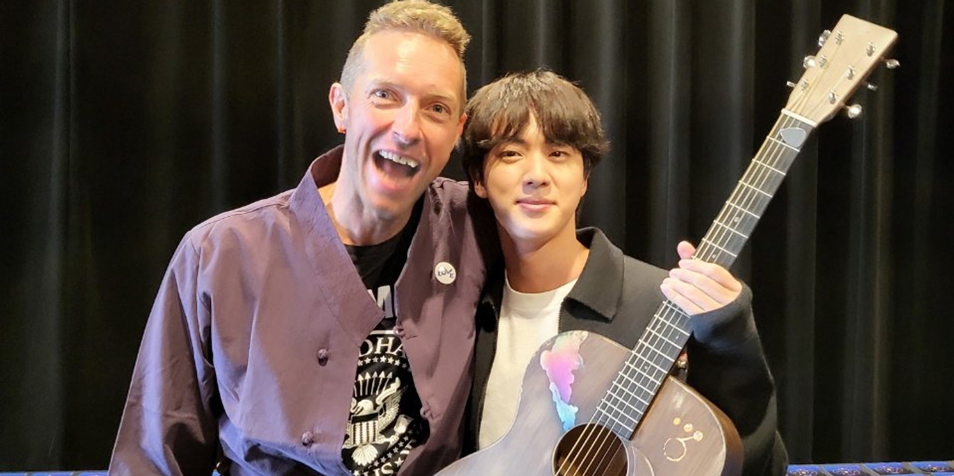 Coldplay's Chris Martin gifts BTS' Jin a signed acoustic guitar 