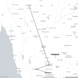 tourhub | Destination Services Thailand | Treasures of Thailand 4 Days, Small Group Tour (English Only) | Tour Map