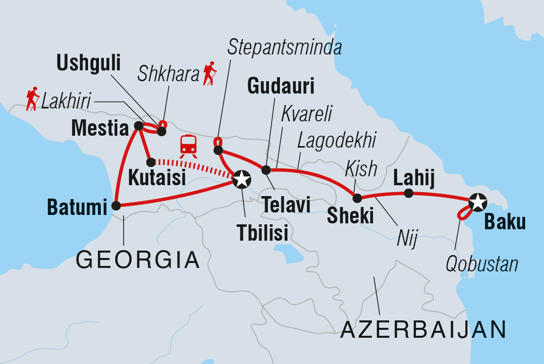 tourhub | Intrepid Travel | Azerbaijan & Georgia Experience | Tour Map