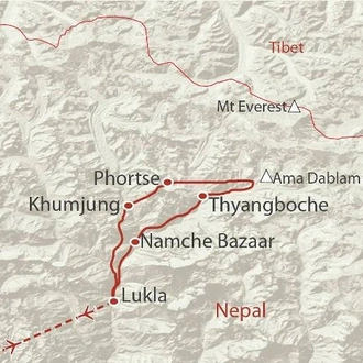 tourhub | World Expeditions | Ama Dablam Base Camp Trek in Comfort | Tour Map