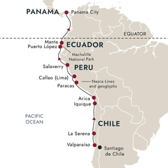 tourhub | HX Hurtigruten Expeditions | Pacific Latin America — Diverse Landscapes and Cultures | Tour Map