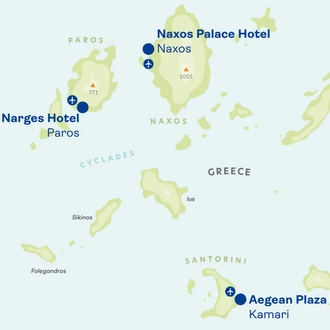 tourhub | Saga Holidays | Santorini, Naxos and Paros | Tour Map