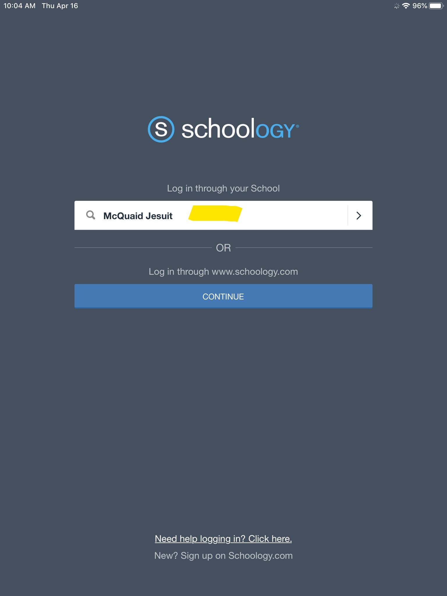 Login to Schoology (Students)