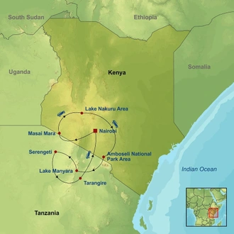 tourhub | Indus Travels | East African Explorer with Serena Lodges | Tour Map