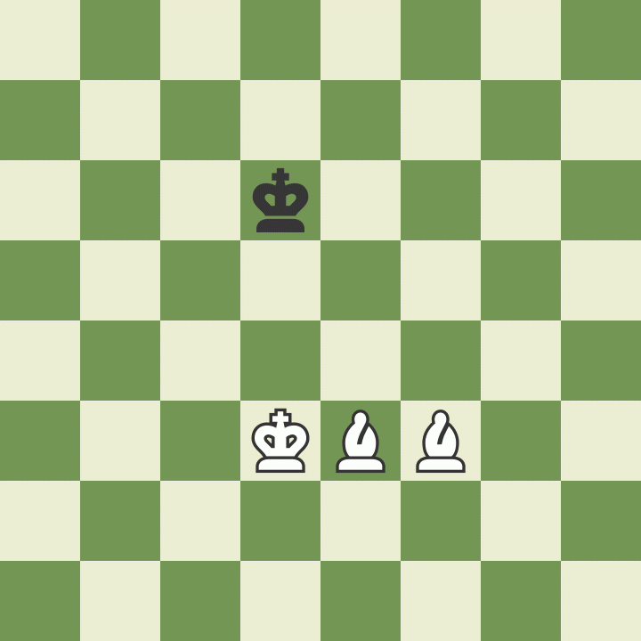 Animated GIF showing the moves required to eventually checkmate a king using two bishops and your own king