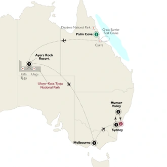 tourhub | AAT Kings | Inspiring Australia | Tour Map