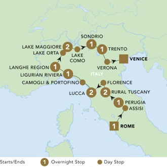 tourhub | Back-Roads Touring | Italian Indulgence 2024 | Tour Map