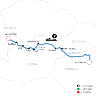 tourhub | Avalon Waterways | Danube Dreams (Westbound) (Tranquility II) | Tour Map