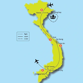 tourhub | Tweet World Travel | Premium Travel: A Vietnam Heritage Discovery Tour | Tour Map