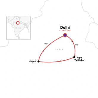 tourhub | G Adventures | Golden Triangle Independent Adventure—Delhi, Agra & Jaipur | Tour Map