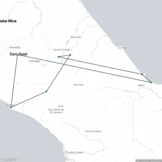 tourhub | Destination Services Costa Rica | Caribbean to Pacific, Self-drive  | Tour Map