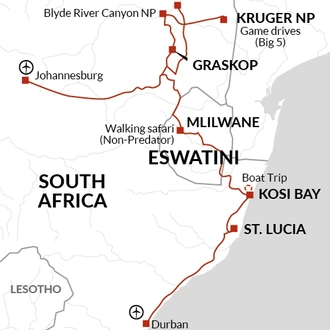 tourhub | Explore! | Family South Africa Safari and Beach Adventure | Tour Map