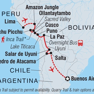 tourhub | Intrepid Travel | Epic Peru, Bolivia & Argentina | Tour Map