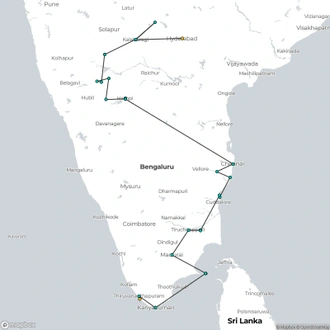 tourhub | Agora Voyages | Deccan & Dravin Architectural Wonder in Stone | Tour Map