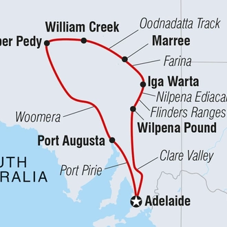 tourhub | Intrepid Travel | South Australia Outback Adventure | Tour Map
