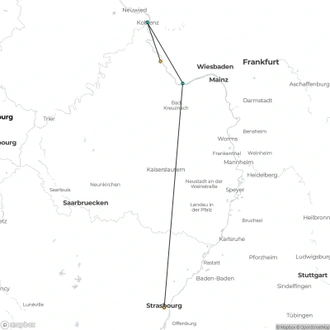 tourhub | CroisiEurope Cruises | Rhine in Flames in Oberwesel - Magical Fireworks over the Water (port-to-port cruise) | Tour Map