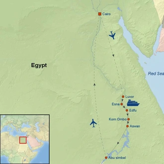 tourhub | Indus Travels | Cruising The Nile and Lake Nasser | Tour Map