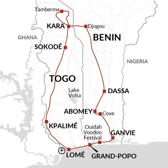 tourhub | Explore! | Benin and Togo Voodoo Discovery | Tour Map