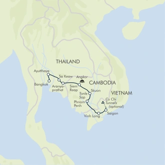tourhub | Exodus | Cycle Indochina & Angkor | Tour Map