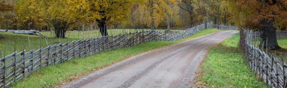 Väg med staket längs sidorna.