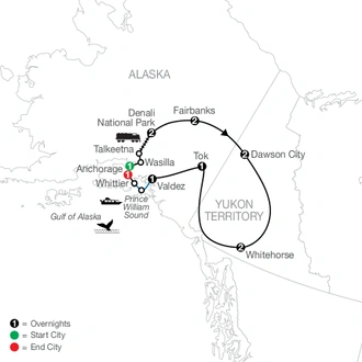 tourhub | Globus | Ultimate Alaska & the Yukon | Tour Map