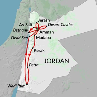 tourhub | Encounters Travel | A Week in Jordan | Tour Map