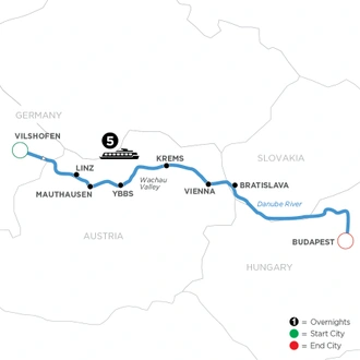 tourhub | Avalon Waterways | Danube Symphony (Eastbound) (Impression) | Tour Map